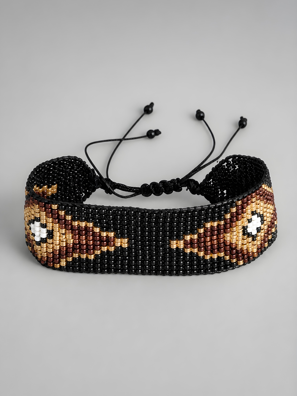 Handmade Loom Woven Seed Bead Cuff Bracelet - Southwestern Beaded Geometric